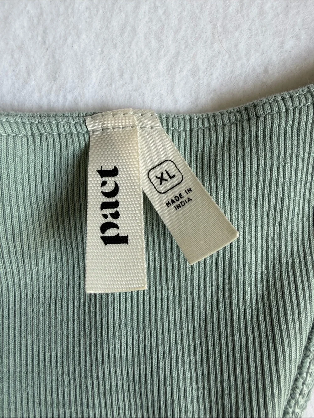 Pact Organic Cotton Ribbed Racerback Sports Bra, Cropped Top, Sage Green, XL - Picture 3 of 7